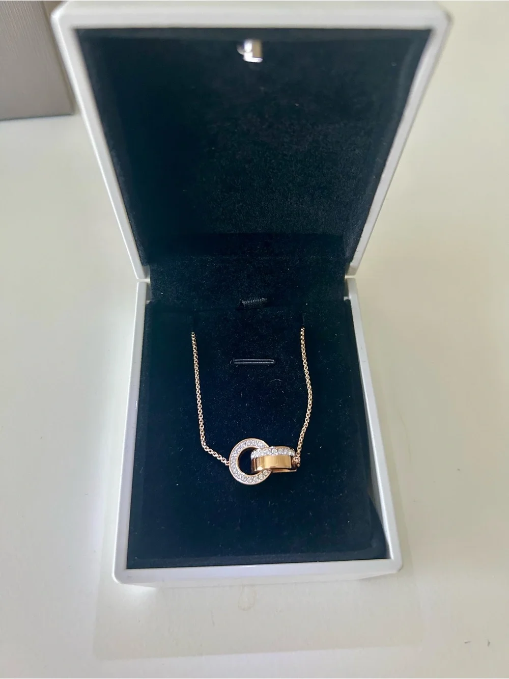 Swarovski Hollow Rose Gold Interlocking Circles Slider Bracelet